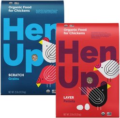 Hen Up Scratch Grains Organic Food + Layer Pellets Organic Chicken Food
