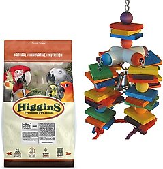 Higgins Vita Seed Parrot Food + Super Bird Creations 4 Way Play Toy