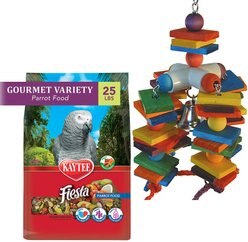 Kaytee Fiesta Variety Mix Parrot Food + Super Bird Creations 4 Way Play Toy