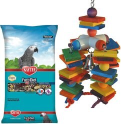 Kaytee Forti-Diet Pro Health Parrot Food + Super Bird Creations 4 Way Play Toy