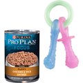 Purina Pro Plan Focus Puppy Classic Chicken & Rice Entree Canned Dog Food + Nylabone Teething Pacifier Chew Toy