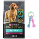 Purina Pro Plan Puppy Lamb & Rice Formula Dry Dog Food + Nylabone Teething Pacifier Chew Toy