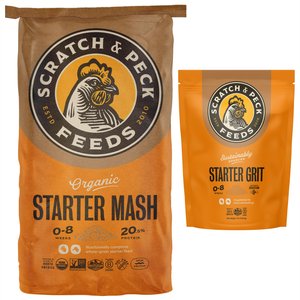 Scratch and Peck Feeds Naturally Free Organic Starter Feed + Cluckin' Good Chick Grit Chicken Supplement