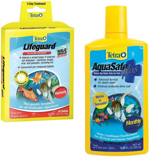 Tetra Lifeguard All-in-One Bacterial & Fungus Treatment + AquaSafe Plus Freshwater & Marine Aquarium Water Conditioner slide 1 of 5