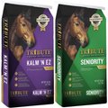 Tribute Equine Nutrition Kalm N' EZ Pellet Low-NSC, Molasses-Free Feed + Seniority Pellet Low-NSC Horse Feed