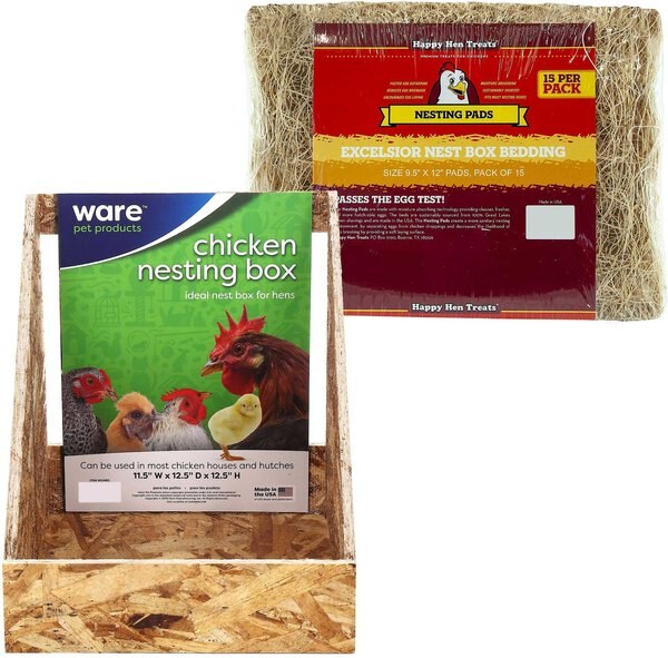 Ware Chick-N-Nesting Box + Happy Hen Treats Excelsior Nest Box Bedding Chicken Nesting Pads slide 1 of 6