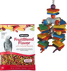 ZuPreem FruitBlend Flavor Parrot & Conure Food + Super Bird Creations 4 Way Play Toy