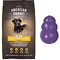 American Journey Protein & Grains Senior Chicken, Brown Rice & Vegetables Recipe Dry Food + KONG Senior Dog Toy, Large