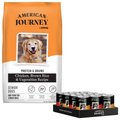 American Journey Protein & Grains Senior Chicken, Brown Rice & Vegetables Recipe Dry Food + Poultry & Beef Variety Pack Grain-Free Canned Dog Food