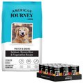 American Journey Protein & Grains Senior Salmon, Brown Rice & Vegetables Recipe Dry Food + Poultry & Beef Variety Pack Grain-Free Canned Dog Food