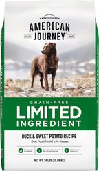 American Journey Limited Ingredient Duck & Sweet Potato Recipe Grain-Free Dry Dog Food + Mr. Peanut's Hand Gloves Grooming & Deshedding Aid slide 2 of 7