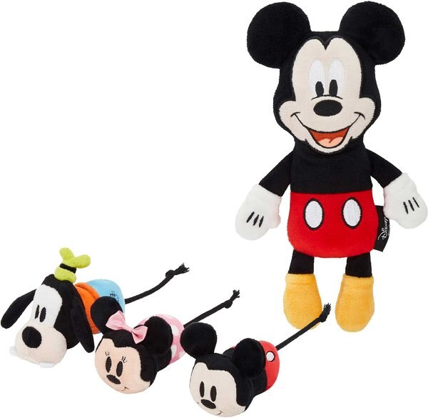 Disney Mickey & Friends Plush Mice + Mickey Mouse Plush Kicker Cat Toy with Catnip slide 1 of 7