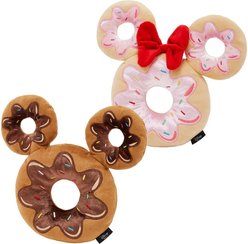 Disney Mickey Mouse Donut Plush Squeaky Toy + Minnie Mouse Donut Plush Squeaky Dog Toy