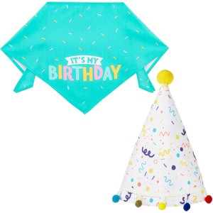 Frisco Birthday Bandana, Medium/Large + Confetti Dog & Cat Hat, Medium/Large