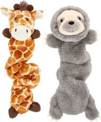 Frisco Bungee Plush Squeaking Giraffe + Sloth Dog Toy