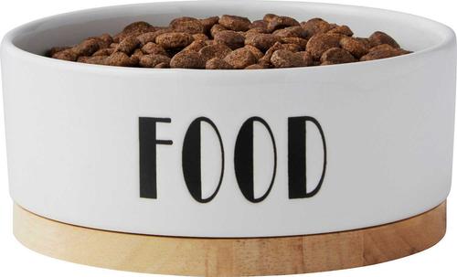 Show full view: Frisco Ceramic Dog & Cat Water + Food Bowl with Wood Base, 1.25 Cups slide 6 of 9