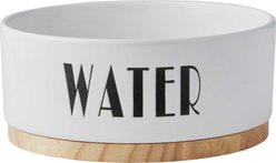 Frisco Ceramic Dog Water + Food Bowl with Wood Base, 4 cups slide 2 of 8