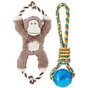 Frisco Plush with Rope Squeaking Monkey + Ball Dog Toy