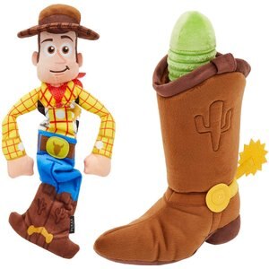 Pixar Woody + Boot Plush Squeaky Toy Dog Toy