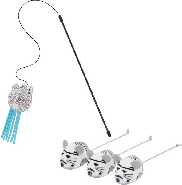 STAR WARS STORMTROOPER Plush Mice + MILLENNIUM FALCON Teaser Cat Toy with Catnip slide 1 of 7
