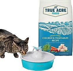 True Acre Foods Grain-Free Chicken & Vegetable Dry Dog Food + PetSafe Drinkwell Butterfly Plastic Fountain, 50-oz