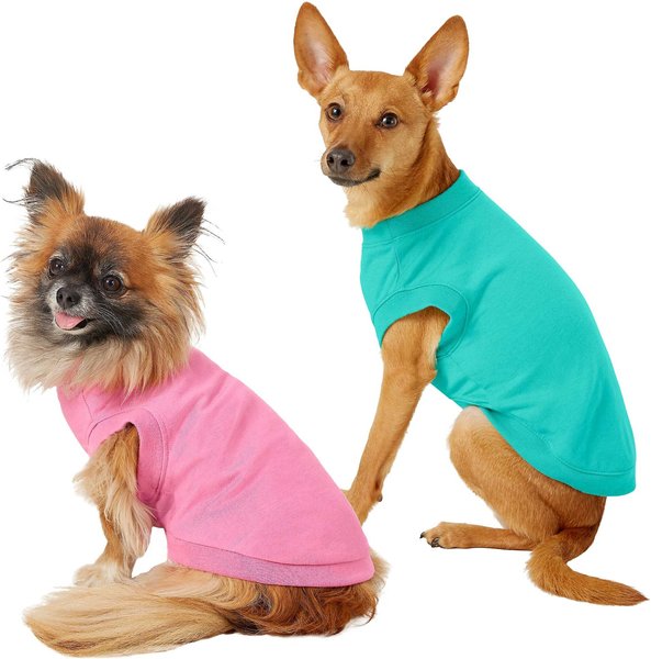 Frisco Basic Dog & Cat T-Shirt, Pink + Teal, Small slide 1 of 9