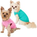 Frisco Basic Dog & Cat T-Shirt, Pink + Teal, X-Small