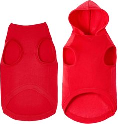 Frisco Basic T-Shirt, Red, Large + Dog & Cat Hoodie, Red, Large