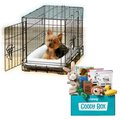 Frisco Fold & Carry Double Door Collapsible Wire Crate, 22 inch + Goody Box Puppy Toys, Treats & Potty Training