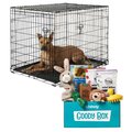 Frisco Fold & Carry Double Door Collapsible Wire Crate, 24 inch + Goody Box Puppy Toys, Treats & Potty Training