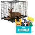 Frisco Fold & Carry Double Door Collapsible Wire Crate, 30 inch + Goody Box Puppy Toys, Treats & Potty Training
