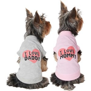Frisco I Love Daddy + I Love Mommy Dog & Cat T-Shirt, Pink, Large