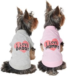Frisco I Love Daddy + I Love Mommy Dog & Cat T-Shirt, Pink, X-Large