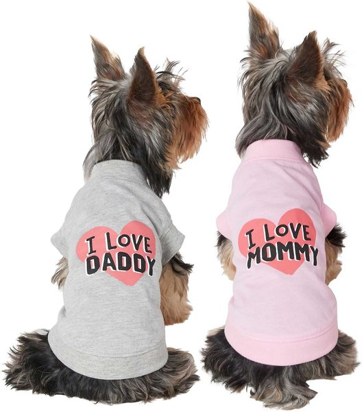 Frisco I Love Daddy + I Love Mommy Dog & Cat T-Shirt, Pink, XXX-Large slide 1 of 9