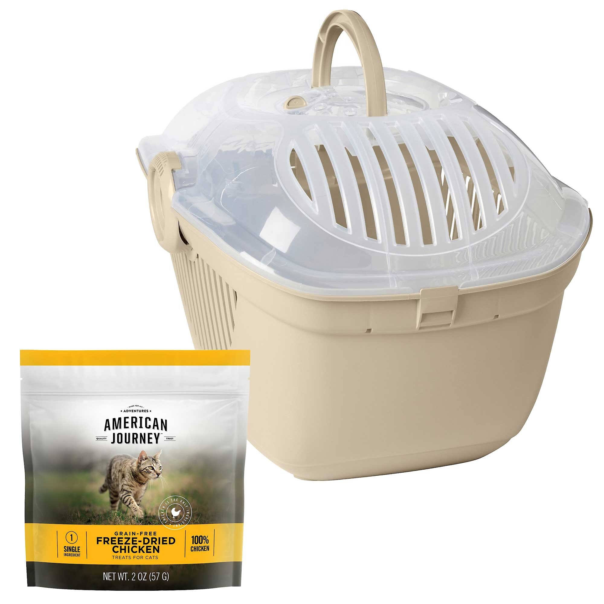 Frisco Top Loading Cat Kennel & American Journey 100 Chicken Freeze