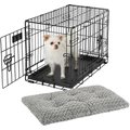 MidWest iCrate Fold & Carry Double Door Collapsible Wire Crate, 22 inch + Quiet Time Ombre Swirl Dog Crate Mat, Grey, 22-in