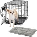 MidWest iCrate Fold & Carry Single Door Collapsible Wire Crate, 18 inch + Quiet Time Ombre Swirl Dog Crate Mat, Grey, 18-in