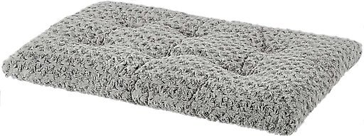 MidWest iCrate Fold & Carry Single Door Collapsible Wire Crate, 24 inch + Quiet Time Ombre Swirl Dog Crate Mat, Grey, 24-in