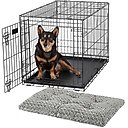 MidWest iCrate Fold & Carry Single Door Collapsible Wire Crate, 36 inch + Quiet Time Ombre Swirl Dog Crate Mat, Grey, 36-in