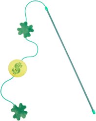 Frisco St. Patrick's Shamrock & Gold Coins Teaser Wand Cat Toy with Catnip