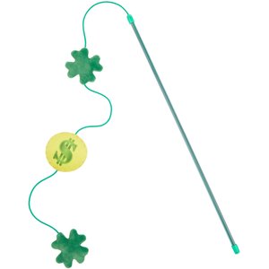 Frisco St. Patrick's Shamrock & Gold Coins Teaser Wand Cat Toy with Catnip
