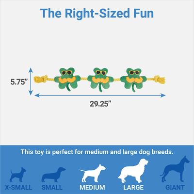 Show full view: Frisco St. Patrick's Shamrock Plush with Rope Squeaky Dog Toy slide 3 of 5