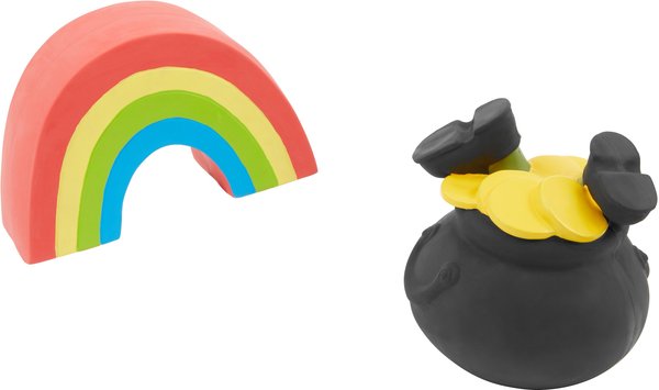 Frisco St. Patrick's Rainbow & Pot of Gold Latex Squeaky Dog Toy