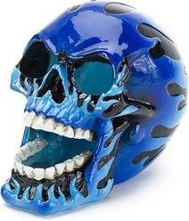 Penn-Plax Fire Skull Blue Aquarium Ornament