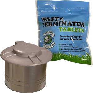Doggie Dooley Septic Style Dog Waste Disposal System, Steel + Waste Terminator Tablets, 100 count