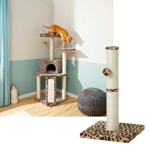 FRISCO 52-in Faux Fur Cat Tree & Condo, Cheetah - Chewy.com