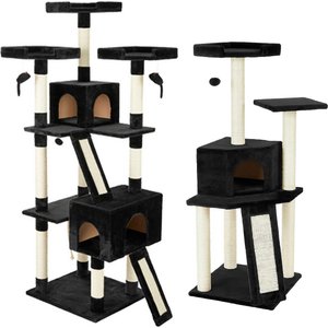 Frisco 52-in + 72-in Faux Fur Tree & Condo, Black