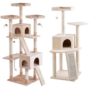 Frisco 52-in + 72-in Faux Fur Tree & Condo, Cream