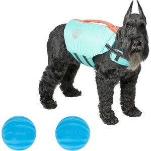 Frisco Active Life Jacket, X-Large + Floating Fetch Ball No Squeak Dog Toy, Blue, Medium