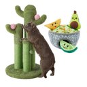 Frisco Cactus Cat Scratching Post, 33-in, Tri-post + Hide and Seek Plush Guacamole Dog Toy